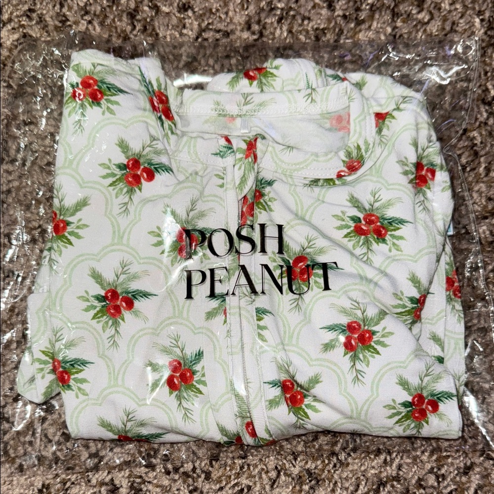 Posh Peanut Christmas Holly Zip Romper